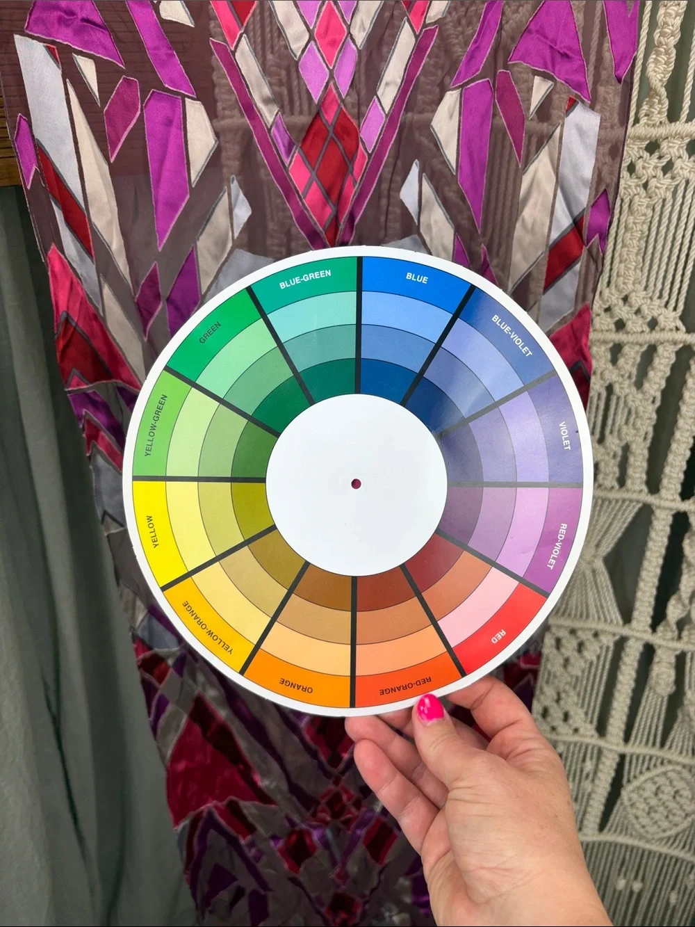 Vibrant Geometric Semi Sheer Burnout Scarf - Pink & Purple Palette